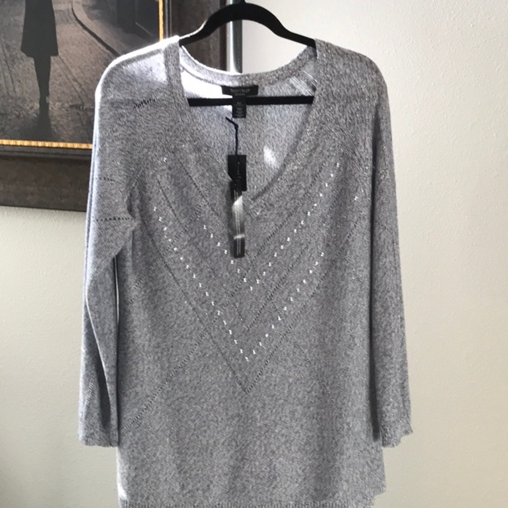 NWT WHITE HOUSE BLACK MARKET GLAM STITCHY TUNIC SWEATER SIZE XLP